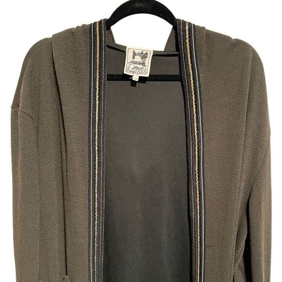 Jaase- Oversized Long Hooded Cardigan Open Front Sweater Olive Green Size XS - Picture 5 of 13